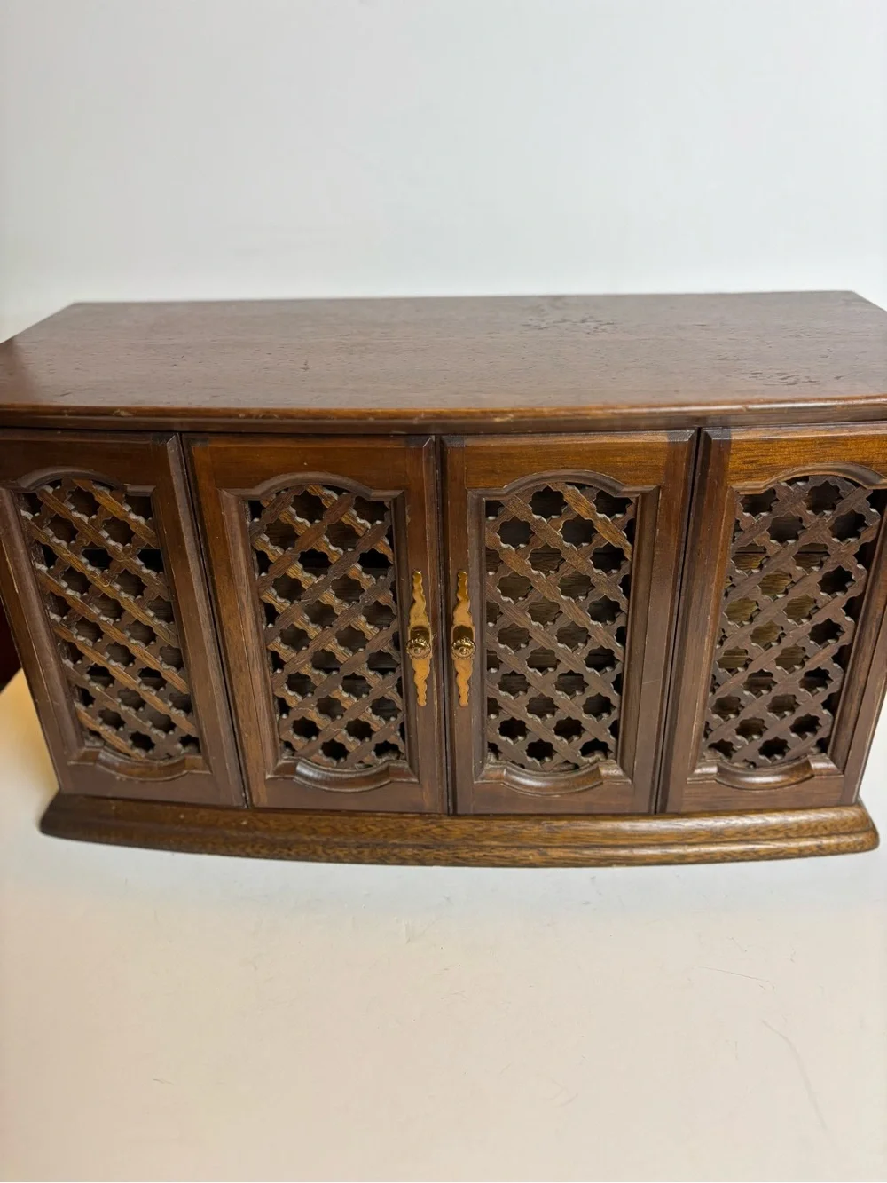 Vintage Mele Large Wooden Jewelry Box-Lattice Doors/Jewelry Storage Organizer